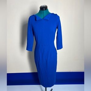 Mary Crafts Blue Midi Blue Pencil Dress Size 8
